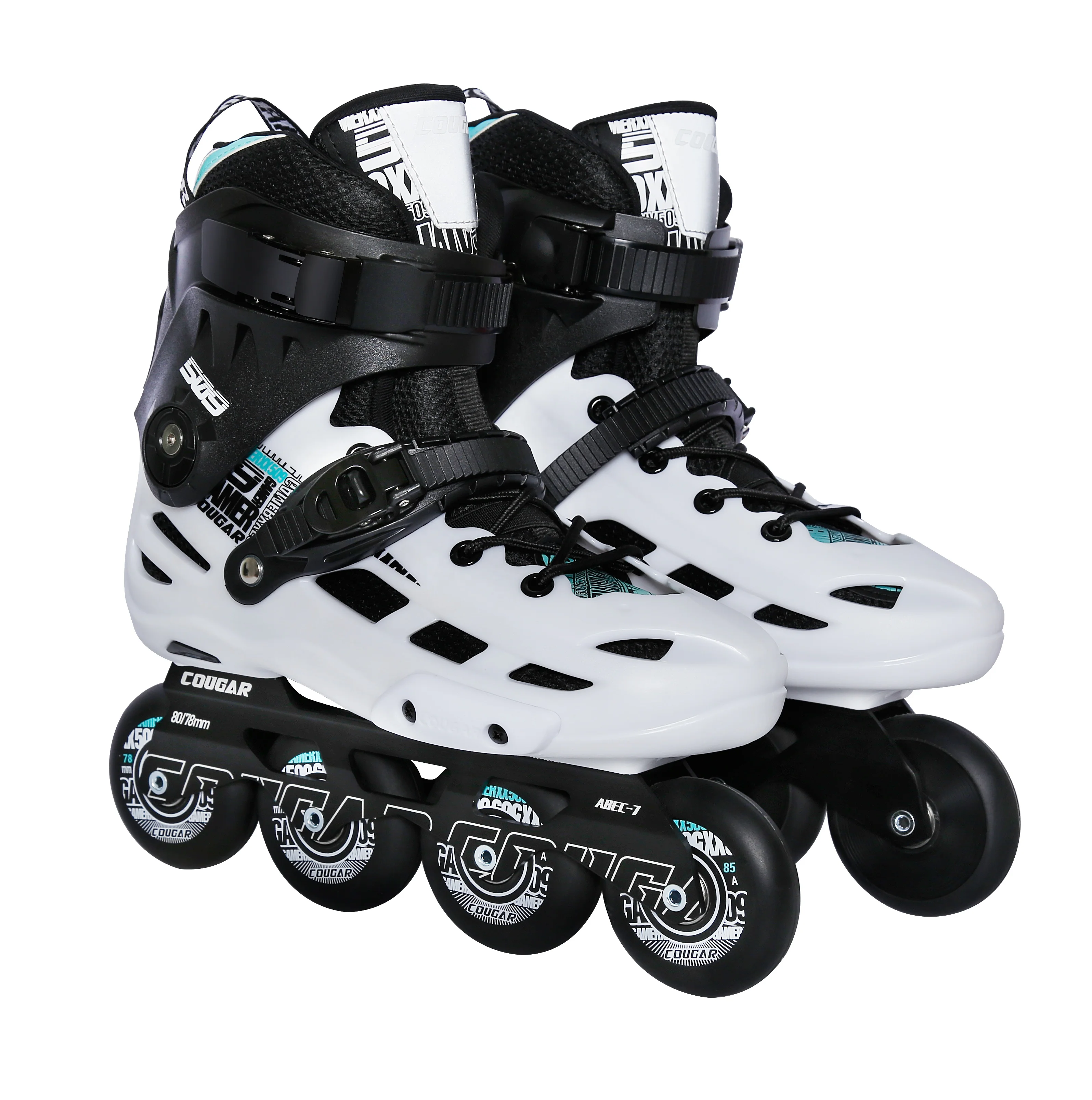 

Cougar 2022 New Design Fitness And Slalom Interchangeable Inline Skate For Adult, Black, black/ white