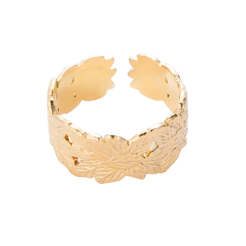 

JR0047 French fashion 14k stainless steel Gold foil paper pattern ring Free Sample
