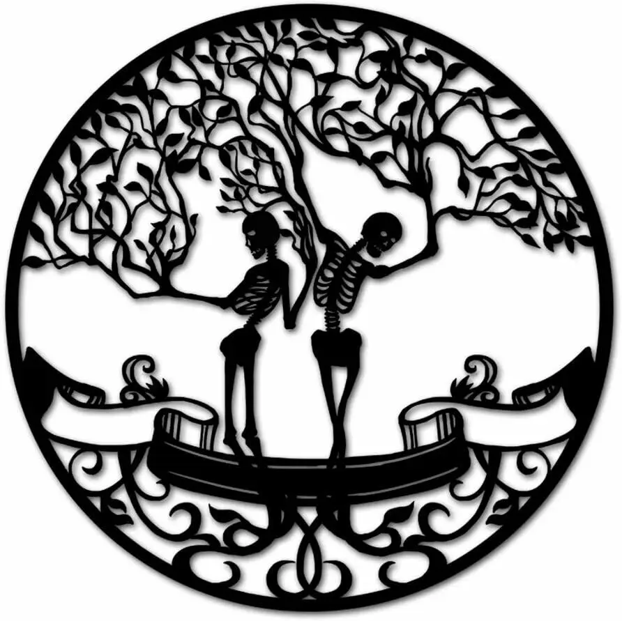 

Tree of Life Wall Art Skeleton Wall Sculpture Decorative Metal Wall Hangings TY2405, Black