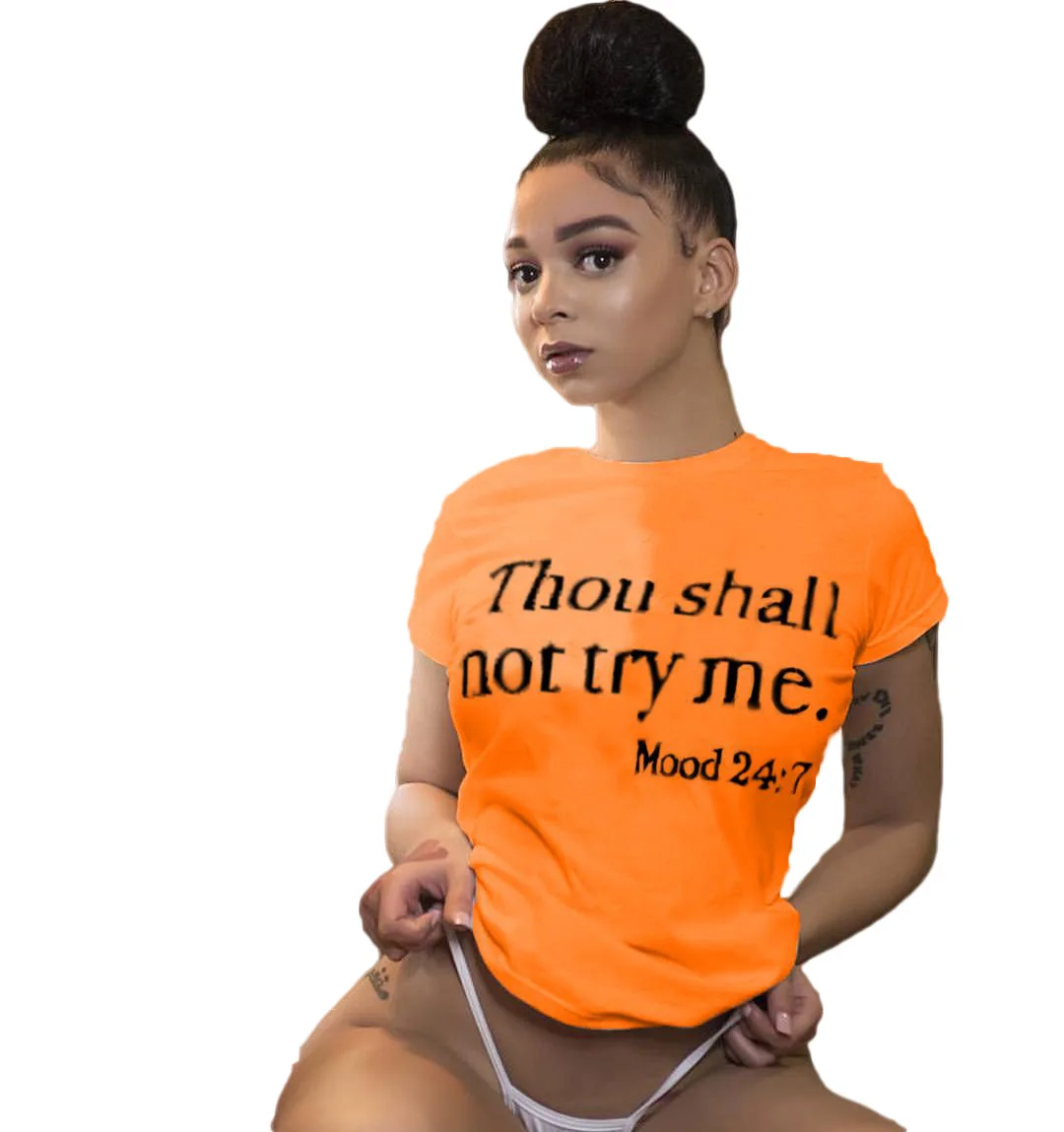 

2021 New Design Ladies Casual O Neck Short Sleeve Letter Print Fit Summer Women Tops T Shirt