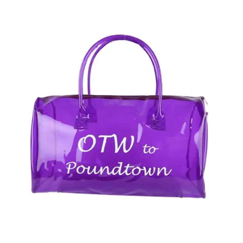 

2021 overnight tote spend a night OTW to PoundTown spinnanight bag PVC transparent colorful silicone duffle bag, Clear