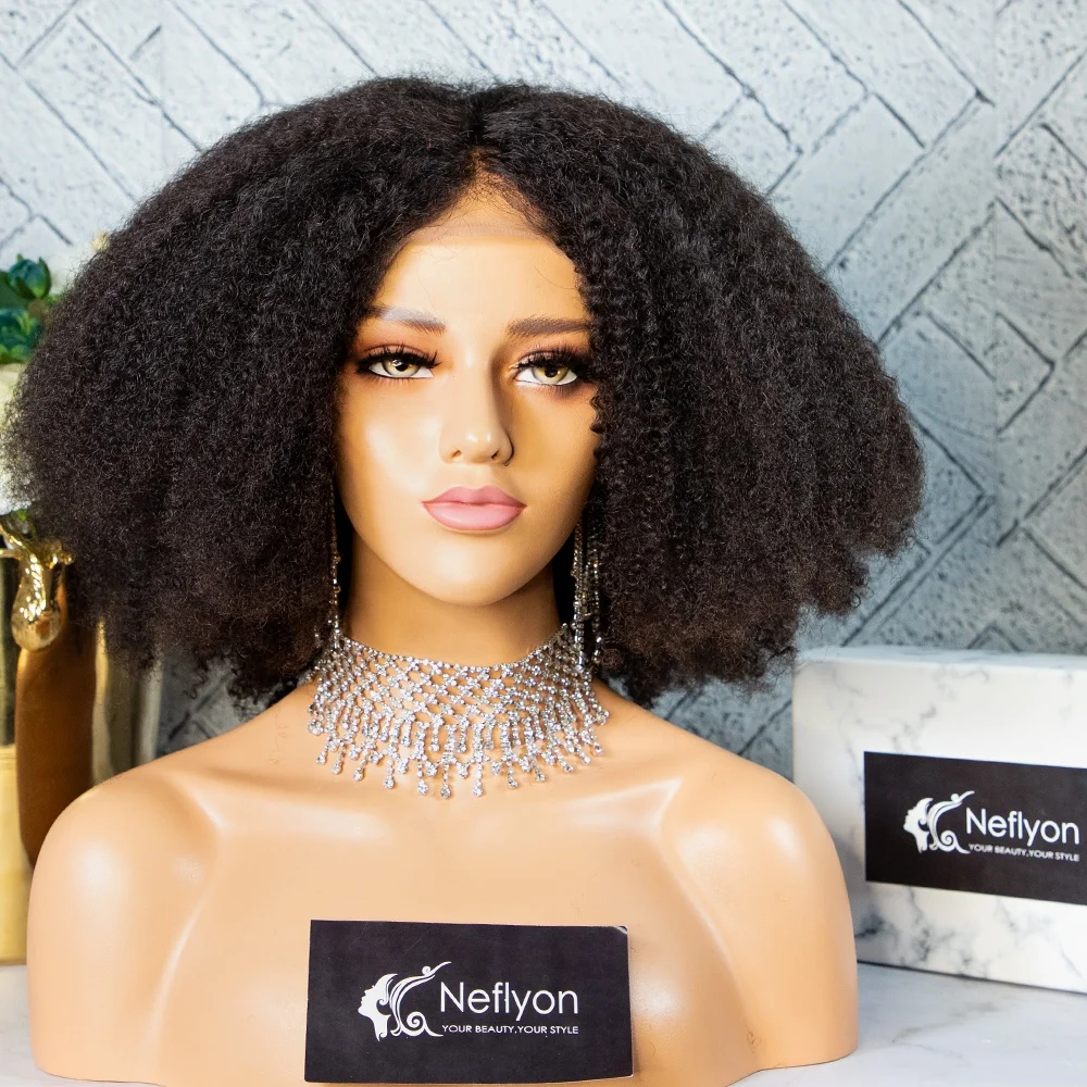 

Wholesale short kinky curly wigs Brazilian virgin hair curly lace front wigs