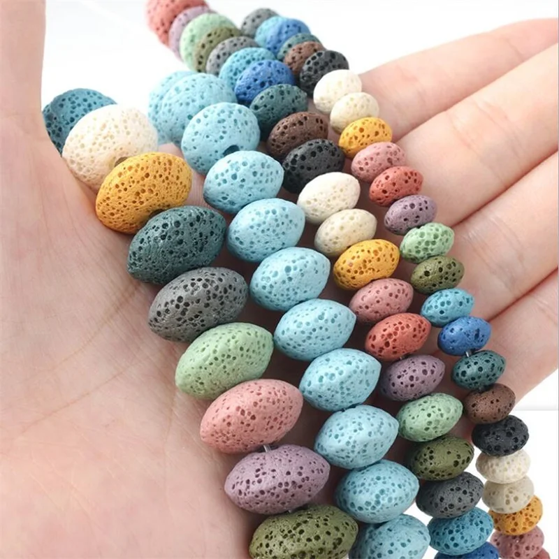 

Wheel Shape Colourful Lava Stone Beads Volcanic Rock DIY Aromatherapy Essential Oil Diffuser Loose Beads Jewelry Making