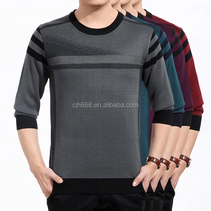 

Wholesale Large Size Thick Ribbed Knitted Mens Pullover Sweater with OEM Service