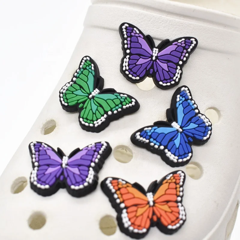 

Colorful Butterfly Shoes Charms Soft PVC Decoration Accessories Croc Shoe Charms Blue, As picture