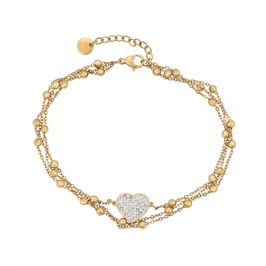 

A00863986 xuping jewelry elegant and Romantic Valentine's Day Heart Multilayer Bead Chain 14K Gold Plated Bracelet