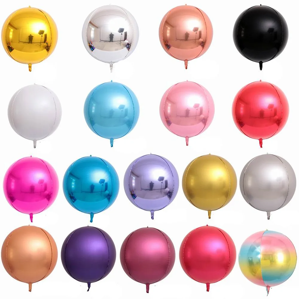 

18inch Chrome Metal 4d Round Aluminum Foil Balloons Helium Inflatable Round Foil Ballon Wedding Party Decoration Globos