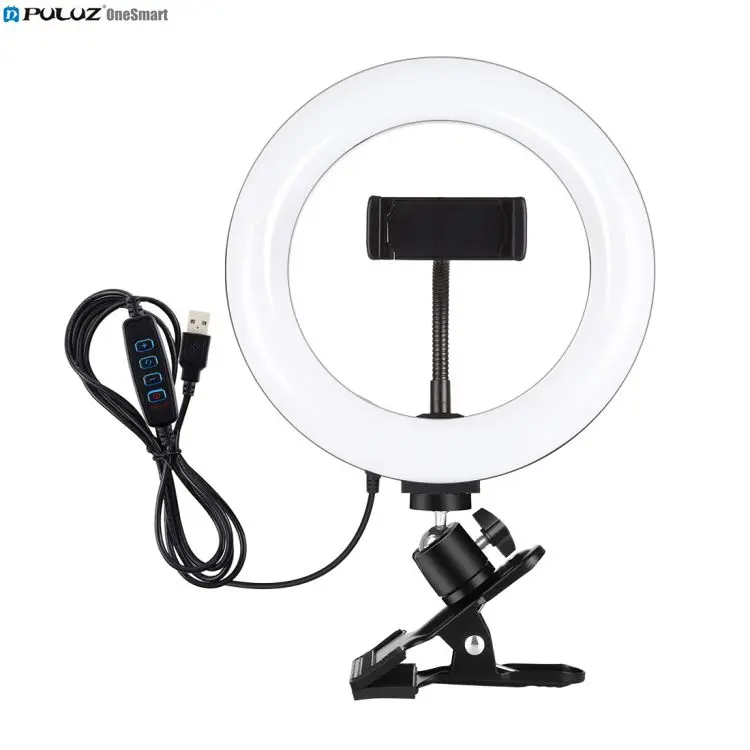 

PULUZ 7.9 inch Ring Selfie Light Monitor Clip 3 Modes USB Dimmable Dual Color LED Curved Vlogging Photography Video Lights Kits
