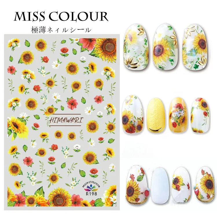 

Hot Selling Summer styles Mix Fruits Sunflower nail art sticker, 11color