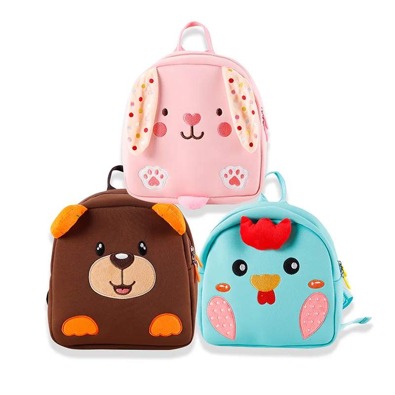 

Hot sales Children's kids neoprene boy's girl's backpack kindergarten cartoon school bag 1-3 years old anti-lost children bags