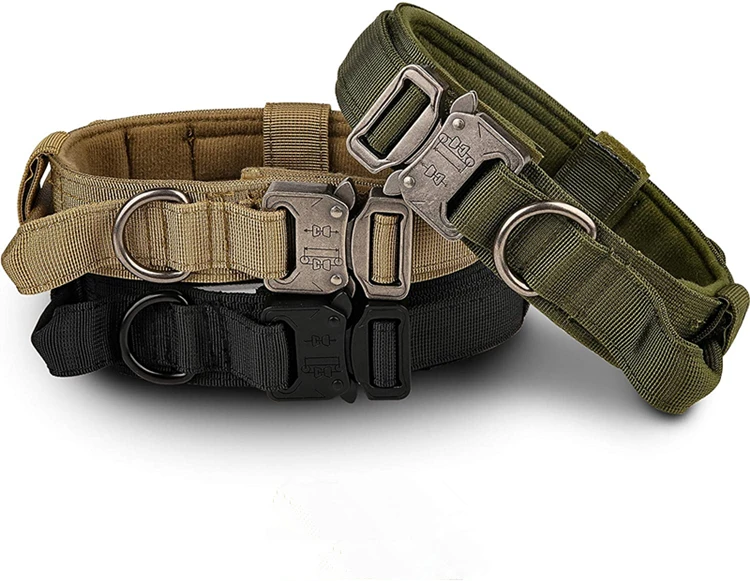 

Factory direct sale designer custom luxury adjustable heavy duty metal buckle nylon tactical collars for dogs