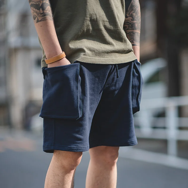 

Maden P44 Navy Cargo Joggers Shorts Men Loose Work Cotton Bigger Pocket Tactical Short Pants Casual Overalls Man Clothing