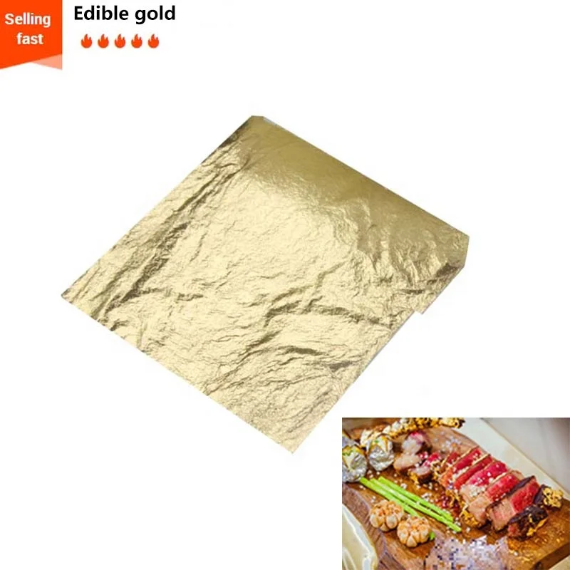 

Hot Selling 4.33 X 4.33 cm 100 Sheets Decorating Foods Edible 24K Gold Leaf