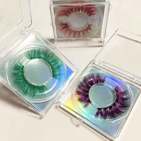 

Halloween makeup color minks 3D Handmade Colorful Lashes Rainbow Mink Colored Eyelashes with square lash box