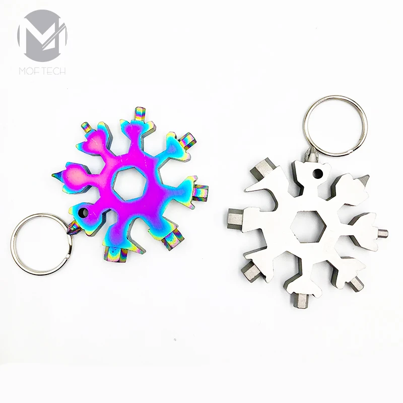 

18 In 1 Saker Utility Mini Handle Keyring Stainless Steel Snowflake Multi Tool, Multi-colors