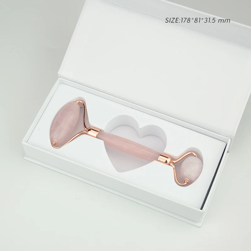 

2020 natural rose quartz jade roller beauty facial massage rose jade roller for face with certification