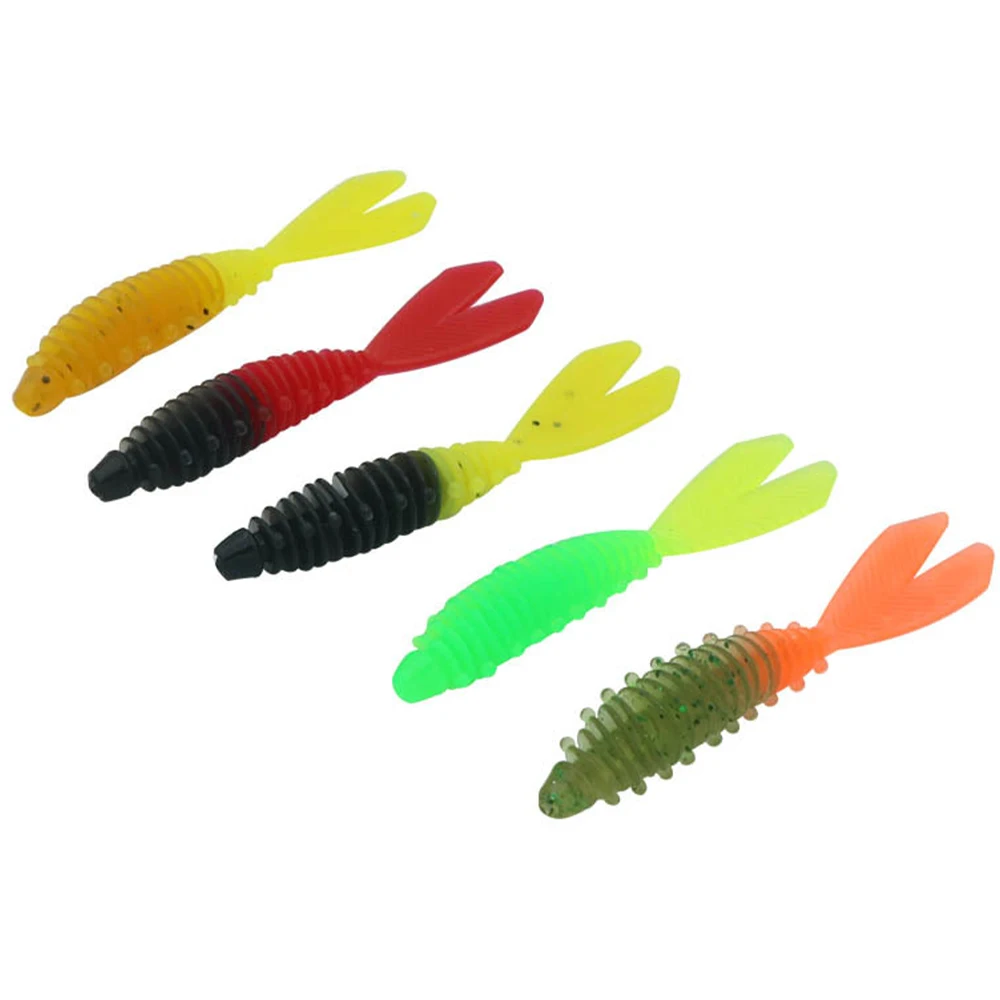

Newbility 5.5cm soft PVC worm fork tail soft fishing lures, 5 colors
