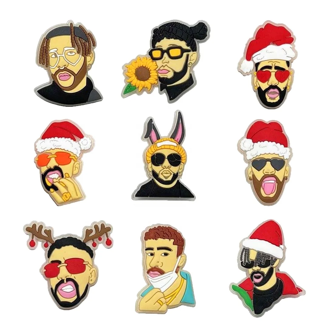 

New Christmas Bad Bunny Croc pvc shoe charms shoe decoration pvc croc charms custom for shoe charms, Picture