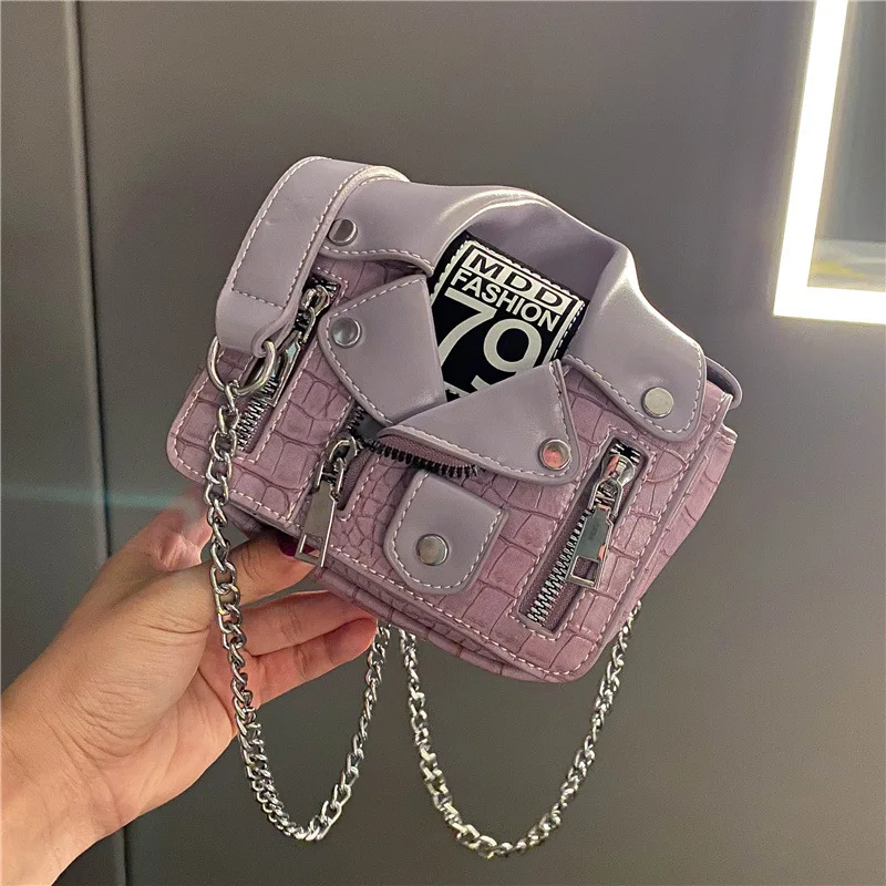 

XP1033 2020 Handtasche mini girl cute shaped hand bag shoulder pu leather jacket purse handbags Pleated bag