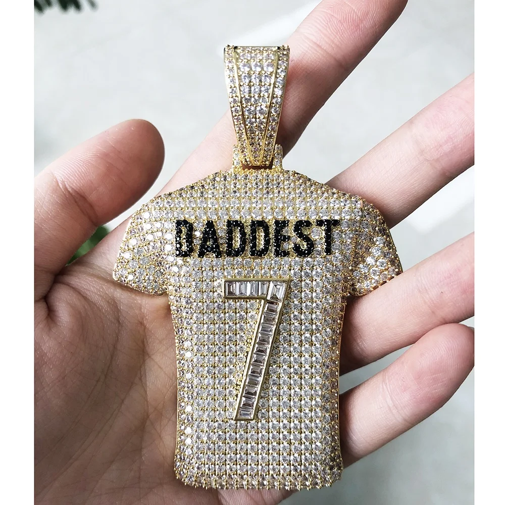 

7 DADDEST Men 14K Gold Hip Hop Iced Out Big Jersey Pendants with Chain
