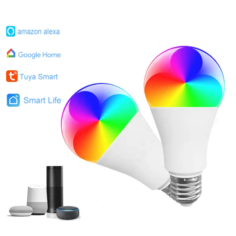 China Smart Home Dimmable Tuya Wifi Led Bulb light RGB+CW Voice Control  With Amazon Alexa Google Home lighting