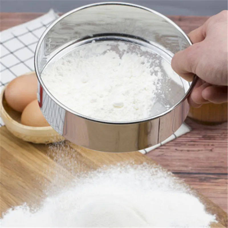 

Stainless Steel Mesh High Quality Fine Flour Sieve Colander Sugar Powdered Filter Mesh Cake Baking Home Kitchen Tools, Silver