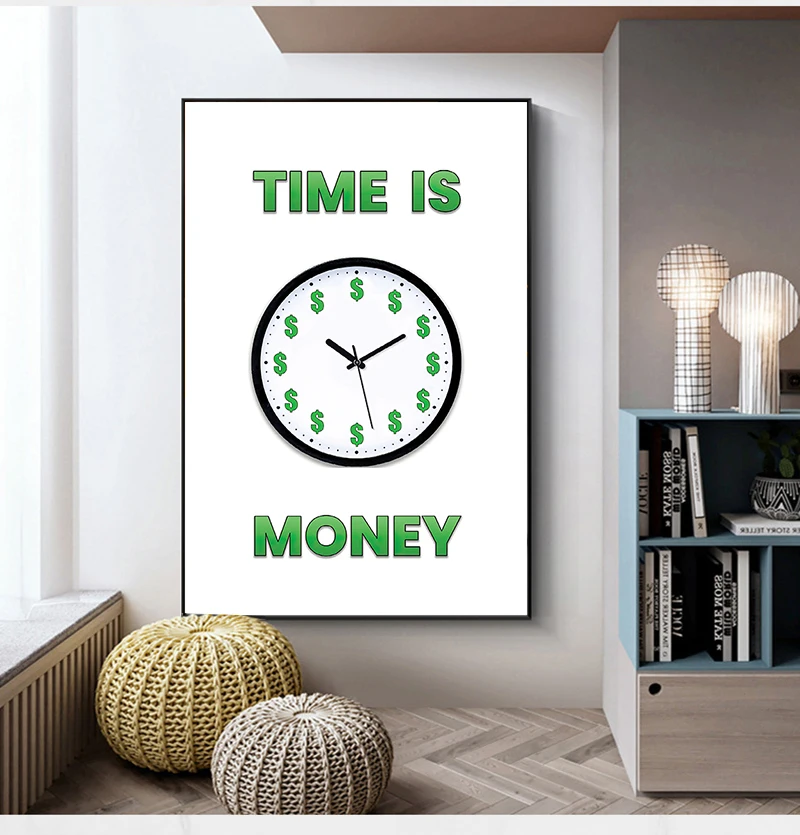 

Motivational Quotes TIME IS MONEY on Canvas Posters And Prints Wall Art Painting Modern Picture For Living Room Decoration