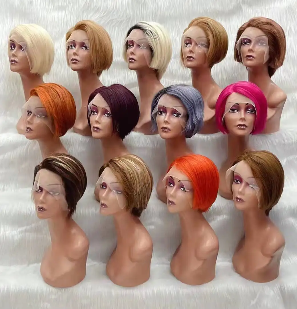 

Letsfly Color T Part Machine Made Wig Human Hair Wigs Short Brazilian Remy Human Hair 5PCS Lace Wig Free Shipping