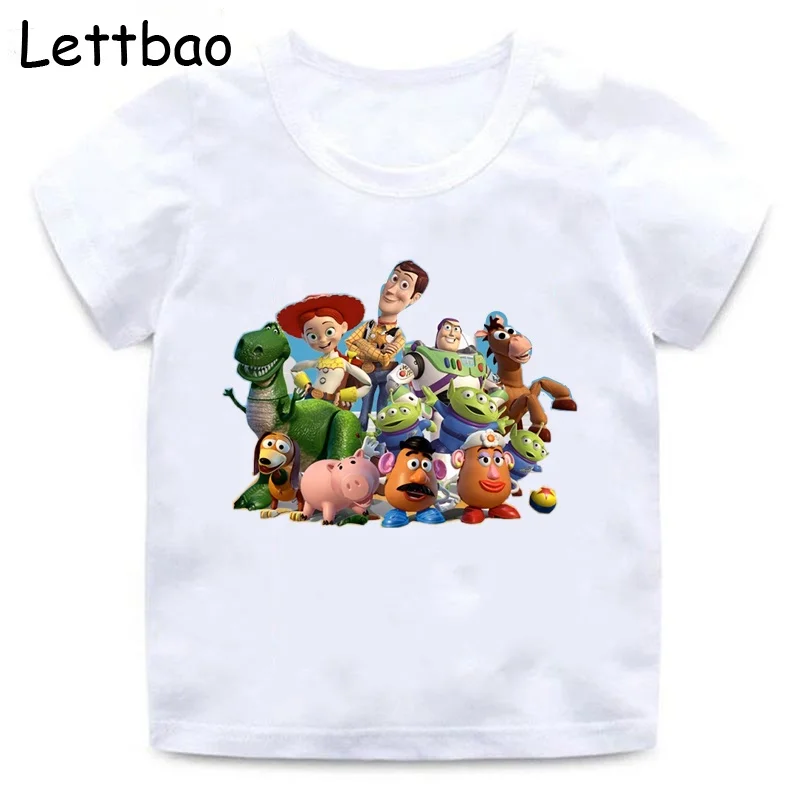 

New Toy Story Cartoon Letter Children T-Shirt Cotton Kids T Shirt Buzz Light year Woody Summer Clothes, Picture