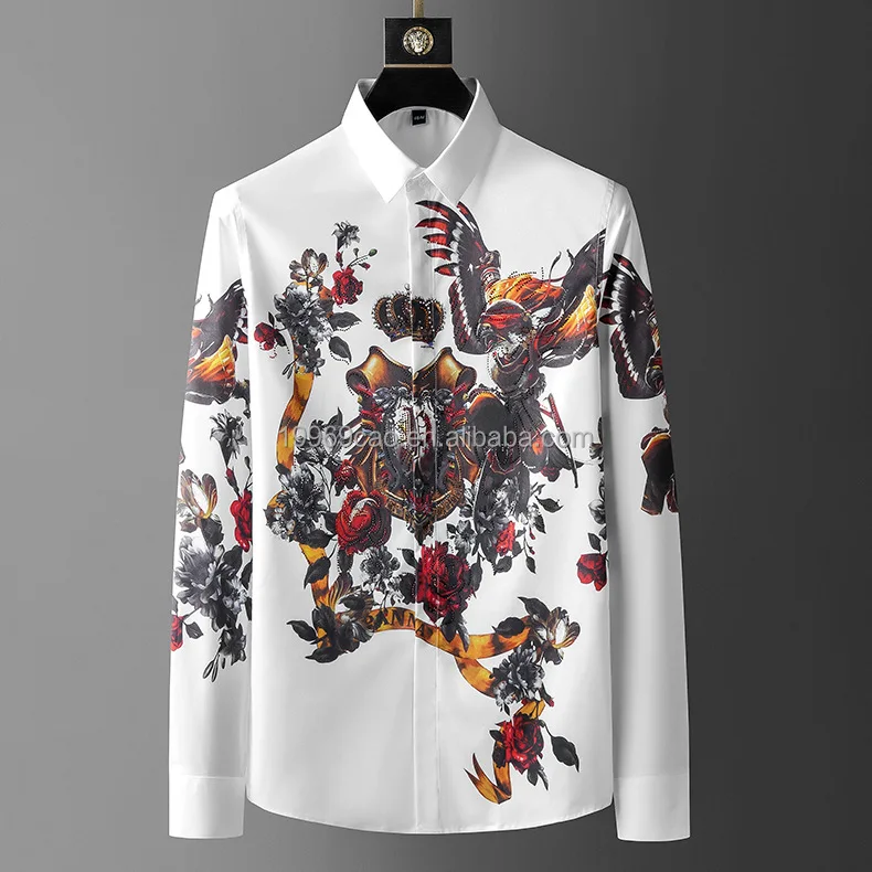 

2022 men's custom logo print designer Long Sleeve Shirt Men's oversize men's shirt wholesale, Custom color