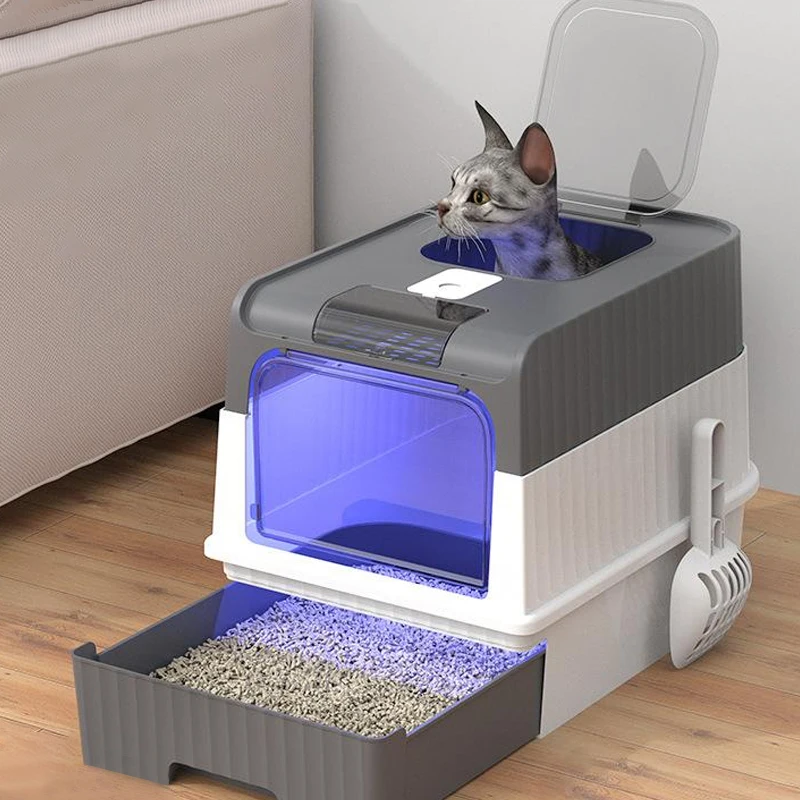 

Cat Litter Box Large Rechargeable Self-cleaning Litter Box for Cat Fully Enclosed Toilet Large Capacity Cat Products