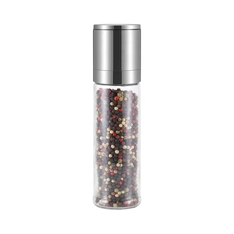 

Straight Type Big Capacity 235ml Glass Jar SS Body With SS Lid Upside Down Hand-operated Grinder SP Mill