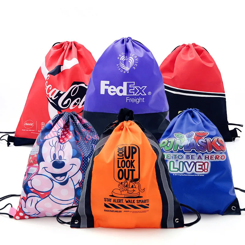 

Wholesale Custom Logo Printed Gym Storage Pouch Promotional Waterproof Nylon Polyester Small Gift Bags Cotton Drawstring Bag, Customized color