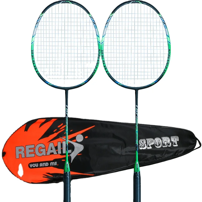 

Regail carbon crazy cut speed adult outdoor sports new fitness integrated offensive double mounted badminton racket, Red
