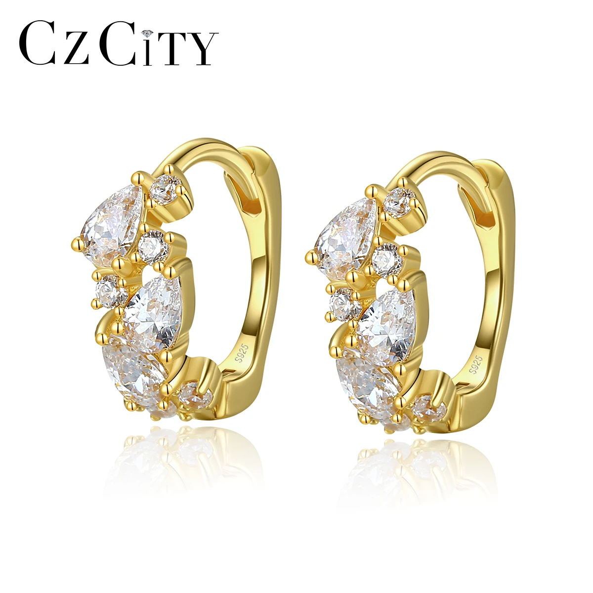 

CZCITY 2021 Wholesale Sterling Silver Earrings 18K Gold Plated Huggie Earrings Fashionable