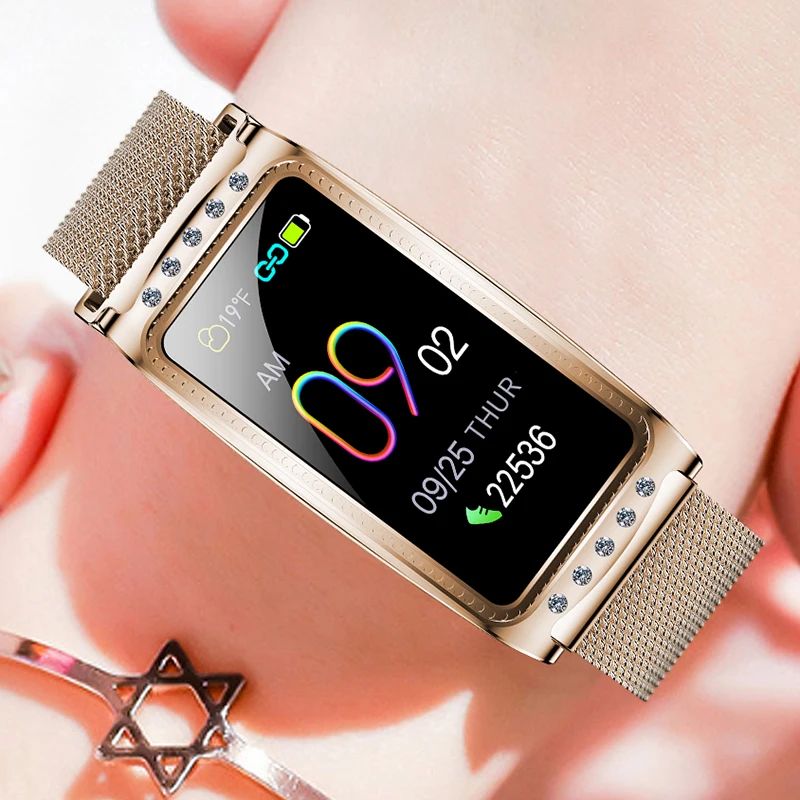 

F28 Smart Lady Bracelet IP68 Waterproof Fitness Tracker Amazon Hot Smart Watch Heart Rate Wristband for Women