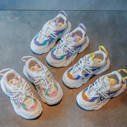 

2021 Wholesale No Brand Kids Shoes Fashion Mesh Casual Children Sneakers For Boy Girl Toddler Baby Breathable Sport Shoes, 3 colors