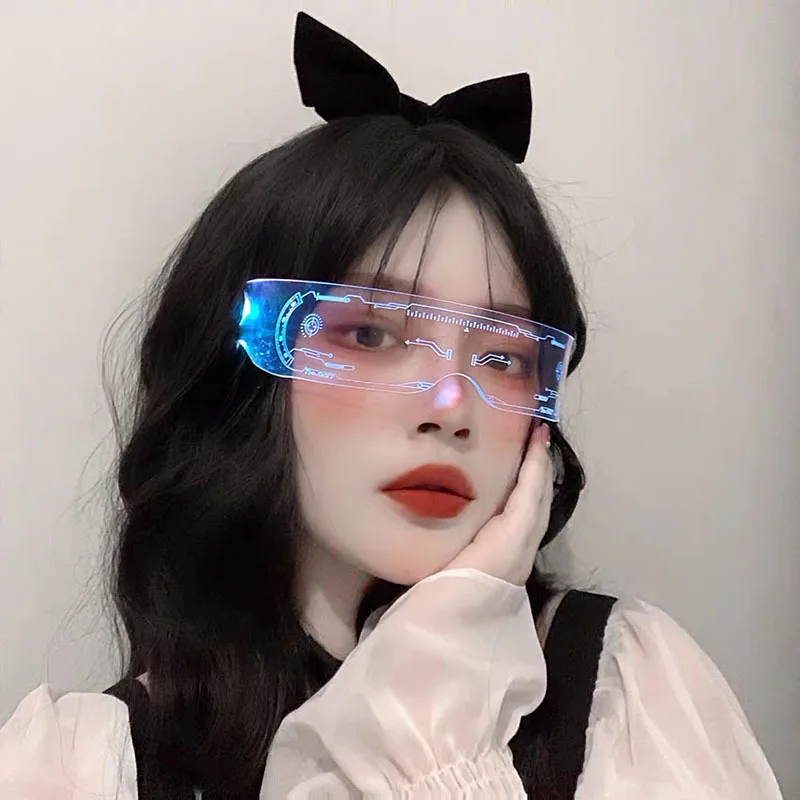 

Hot selling LED Luminous Light up Dance Party Eyeglasses fashion women men Colorful blue Light Night Club future led sunglasses