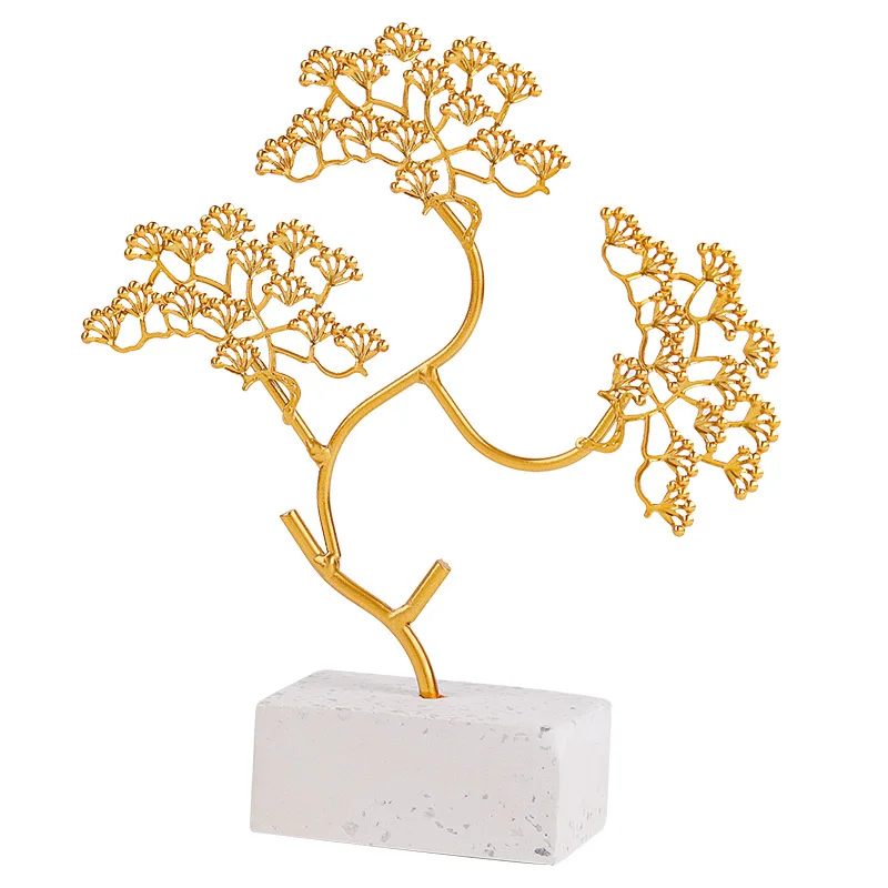 

New product China Style Gold Metal Greeting Pine Hallway Office Home Decor Modern