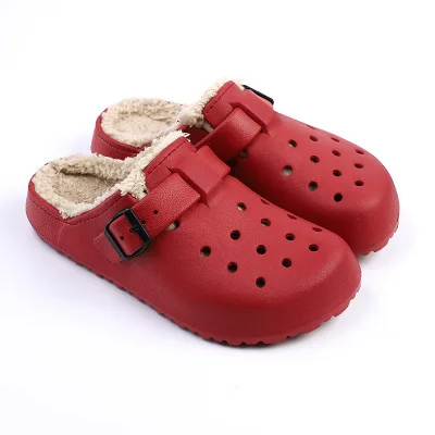

New arrival men shoes winter comfortable EVA fur warm clogs sandals, Black