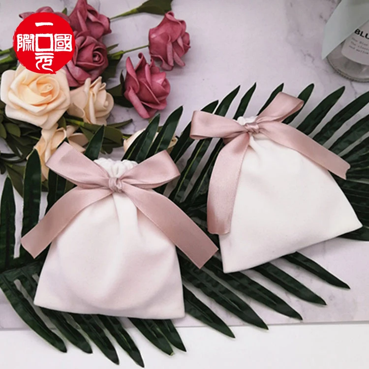

Flannel lipstick velvet cosmetics birthday wedding pink cosmetic drawstring bag