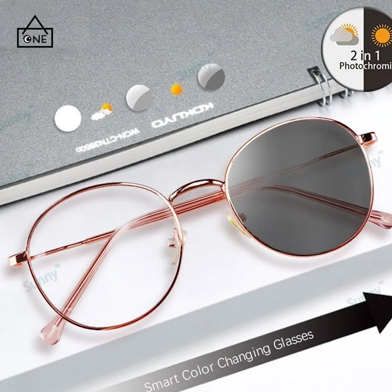 

9018 Fashion Photochromic Sunglasses Designer Anti Blue Light Blocking Sun Glasses Branded Custom Photography Sunshades Women