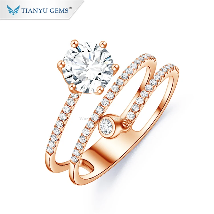 

Tianyu gems 14k solid gold jewelry Latest Trends 1ct H&A moissanite rose gold finger rings