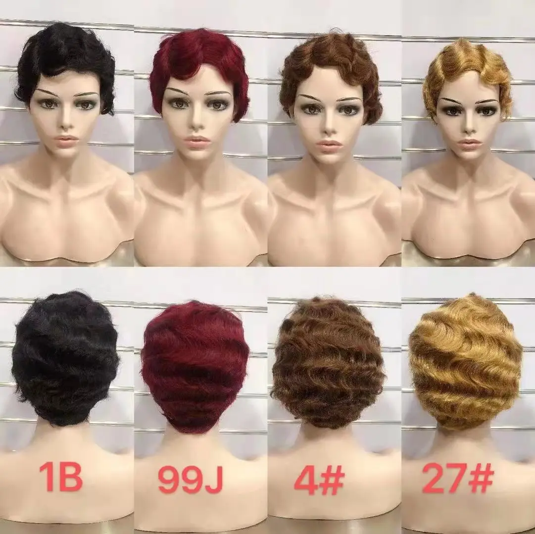 

Letsfly Curly Short Cut Wigs Cheap Machine Made Wigs Brazilian Human Hair Wholesales New Style For Woman Free Shipping