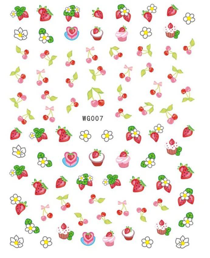 

WG001-026 pop finger nail stickers 3D cute flower cartoon nail art stickers for nail decoration