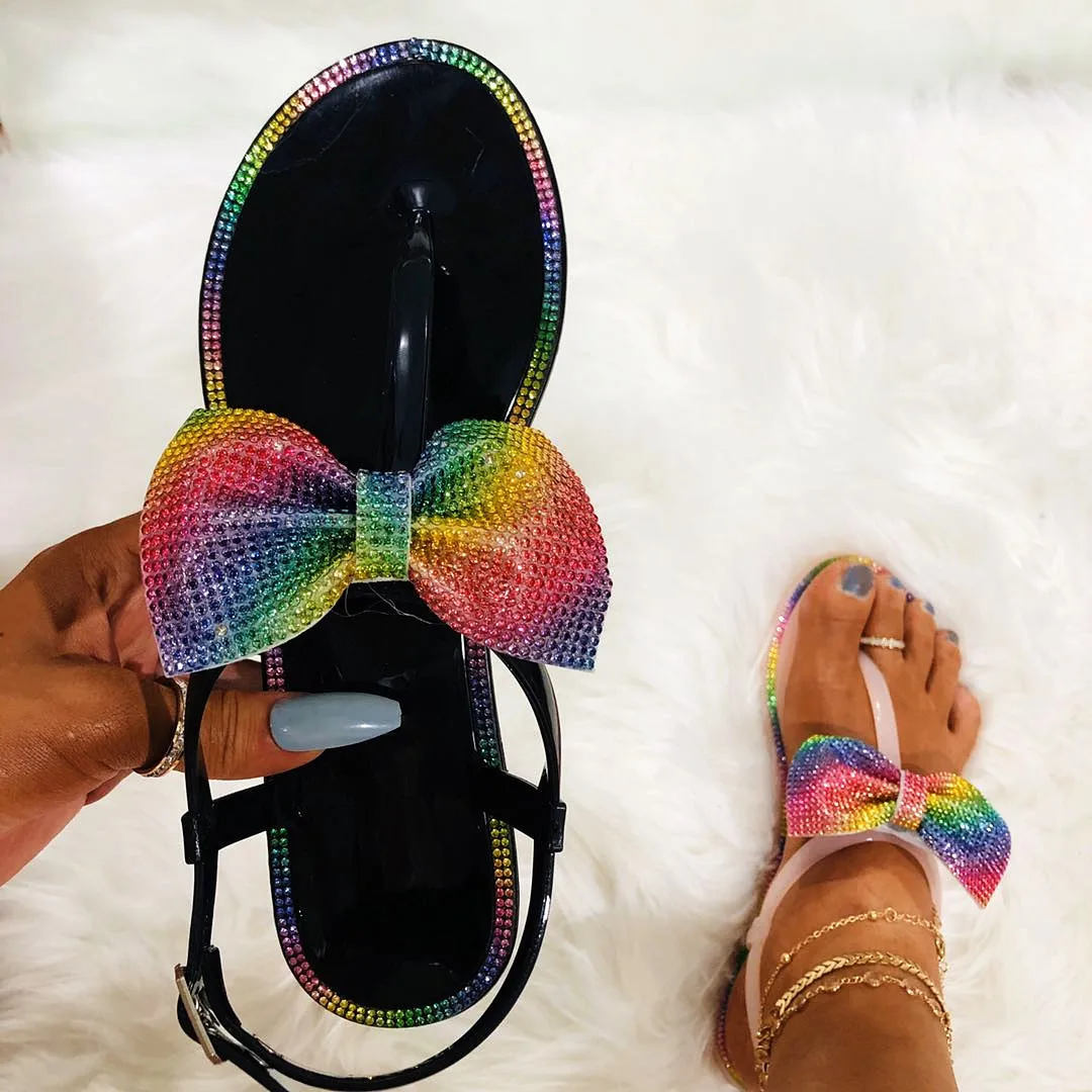 

2021 ladies flip-flops summer clear outdoor slip-on fashion outdoor holiday crystal slide sandals for women