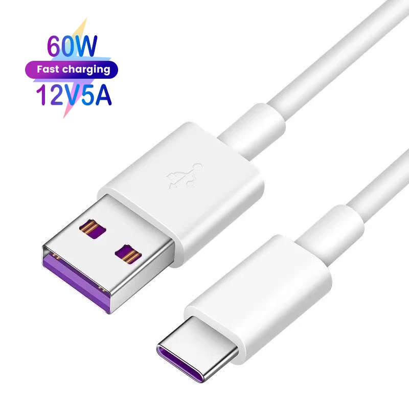 

12V 5A 60W 1M 2M 3M USB Type C Cable Quick Charge USB-C Fast Charging Mobile Phone Data Cable