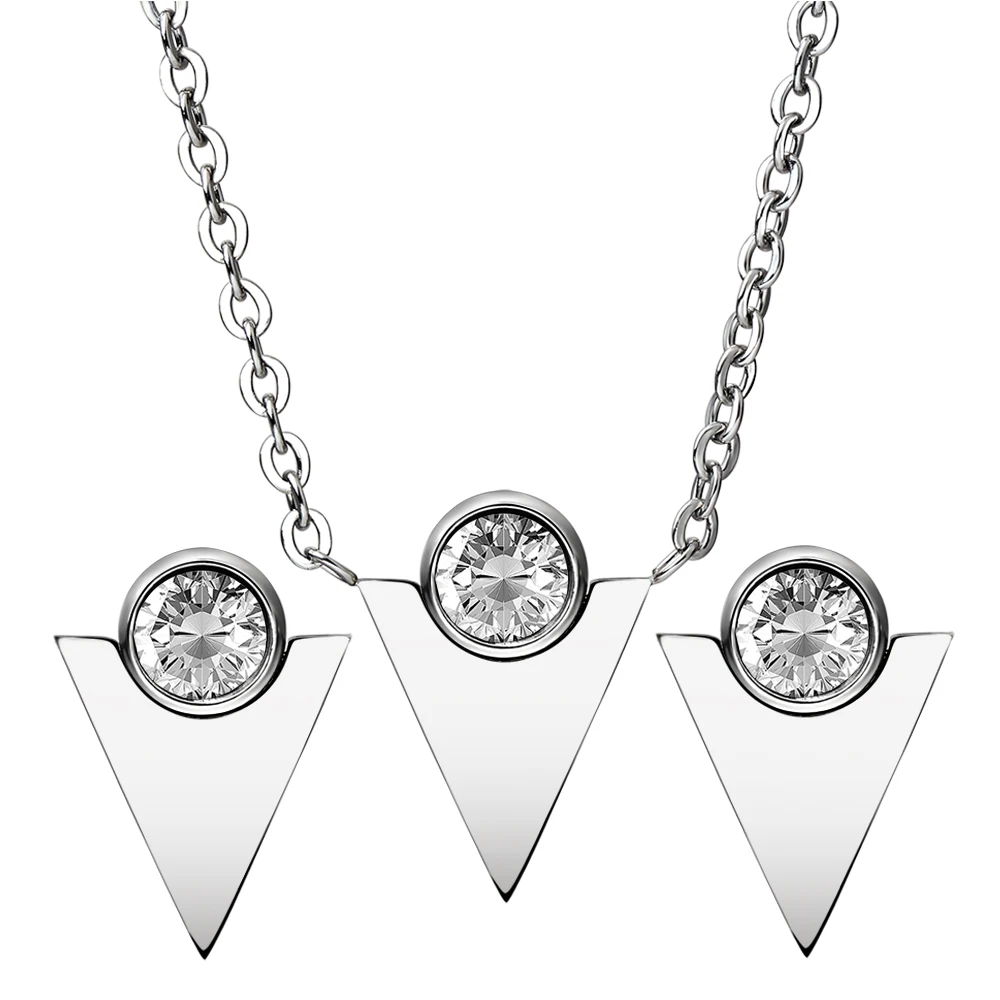 

Women Accessories 316L Stainless Steel triangle Wedding Bridal Crystal Jewelry Sets