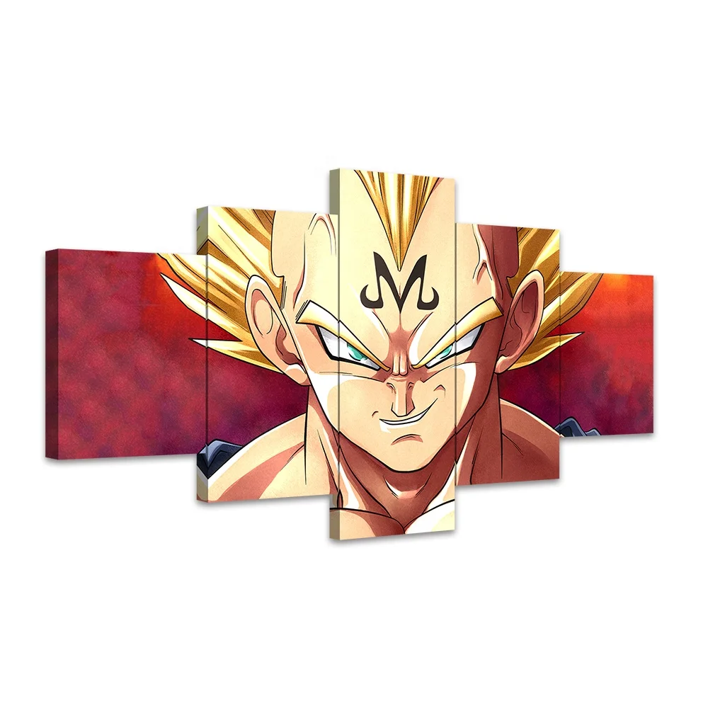 

No Framed Canvas Painting Dragon Ball Vegeta HD Wall Pictures for Home Decor Japanese Famous Anime Poster Red Artwork Printing, Multiple colours