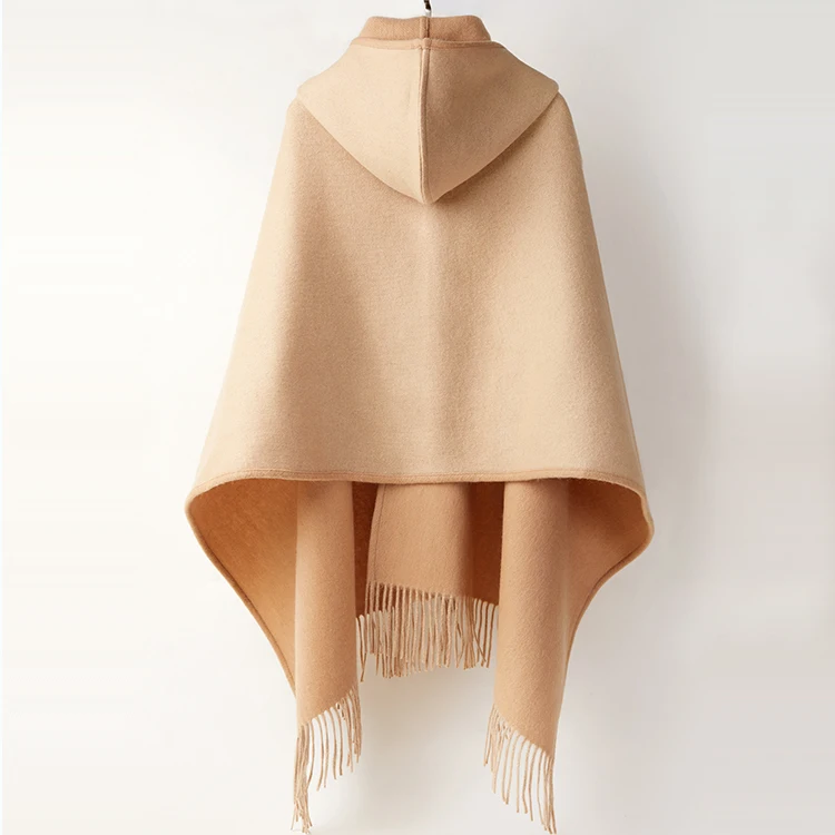 cape wool poncho with hood